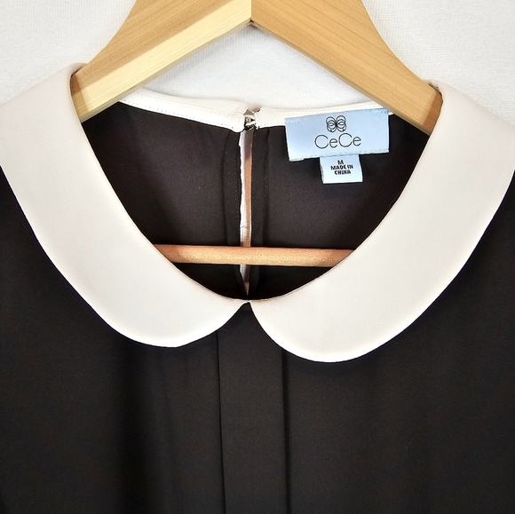 CeCe Black Top with White Peter Pan Collar - Picture 5 of 7